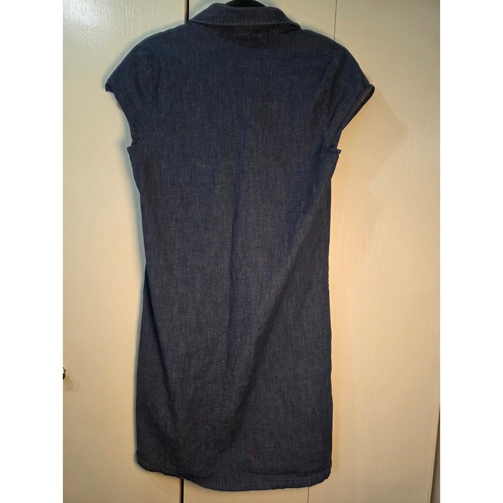 Anne Klein Denim Shift Dress Blue Half Zip Collared Womens 4 preppy granola - Picture 4 of 11